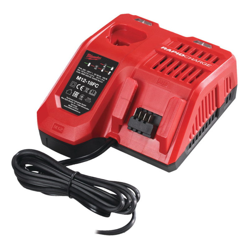 Chargeur rapide Milwaukee M12-18FC pour batteries M18, M14 et M12_ref 4932451079