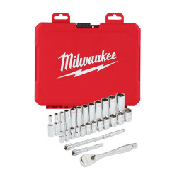 Set de douilles et clés à cliquet Milwaukee 28 pièces_ref 4932464943