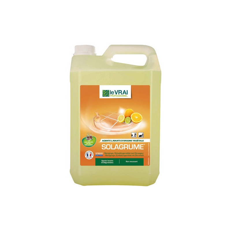 LE VRAI NETTOYANT DÉTERGENT BIO MÉNAGE SOL AGRUMES - BIDON DE 5L