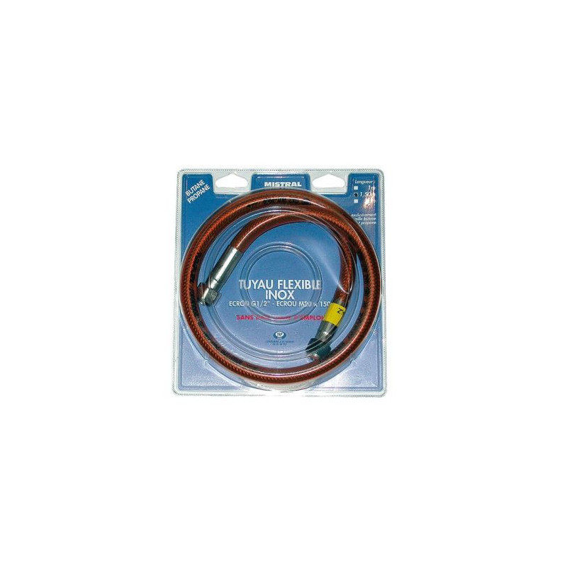 TUYAU GAZ BUTANE ET PROPANE - FLEXIBLE INOX - 1,5 M - MISTRAL GAZ