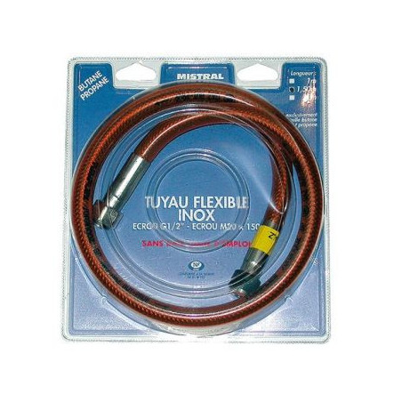 TUYAU GAZ BUTANE ET PROPANE - FLEXIBLE INOX - 1,5 M - MISTRAL GAZ
