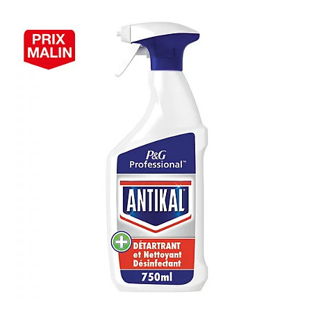ANTIKAL DÉTARTRANT NETTOYANT ET DÉSINFECTANT PROFESSIONNEL - SPRAY 750 ML