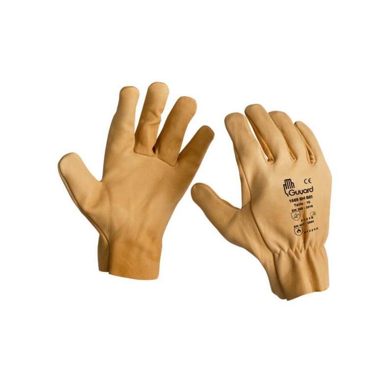GANTS EN CUIR DE BOVIN HYDROFUGE-1559 BH BEI - T09