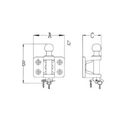 CHAPE D’ATTELAGE AVEC GOUPILLE DE SÉCURITÉ - 4 TROUS Ø 17 MM, 3500 KG