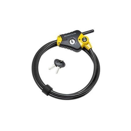 CÂBLE DE VERROUILLAGE AJUSTABLE PYTHON™ 1,8 M X 10 MM DE DIAMÈTRE - NOIR ET JAUNE