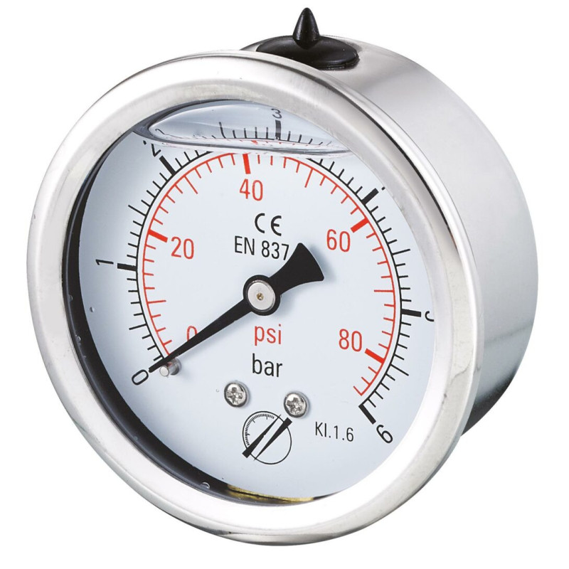Manomètre glycérine inox axial Ø63 mm 40 bar MTD_ref MG63AI-40