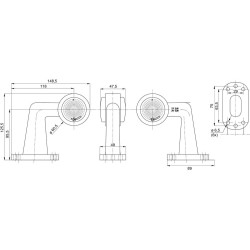 Feu de gabarit LED AEB rouge/blanc 12-24V-hauteur 148,5mm_ref AE-01-194-1