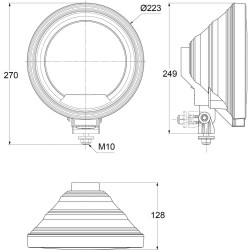 Feu longue portée halogène AEB rond 223 mm_ref 3227.0000000-1