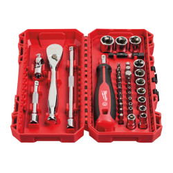 Coffret Milwaukee 38 pièces – Clés et douilles à cliquet 1/4_ref 4932498381-1