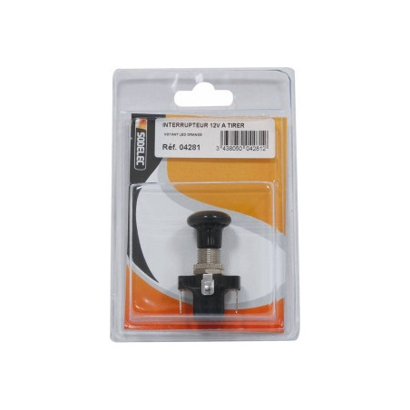 INTERRUPTEUR 12V A TIRER AVEC VOYANT LED ORANGE - BLISTER