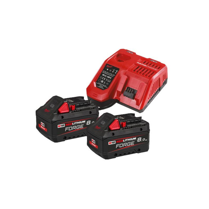 Pack Milwaukee M18 NRG-802 avec chargeur M12-18FC et batteries Forge 8.0Ah_ref 4933498612