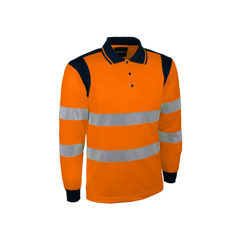 polo haute visibilité orange manches longues Singer Safety taille L_ref PUNTO