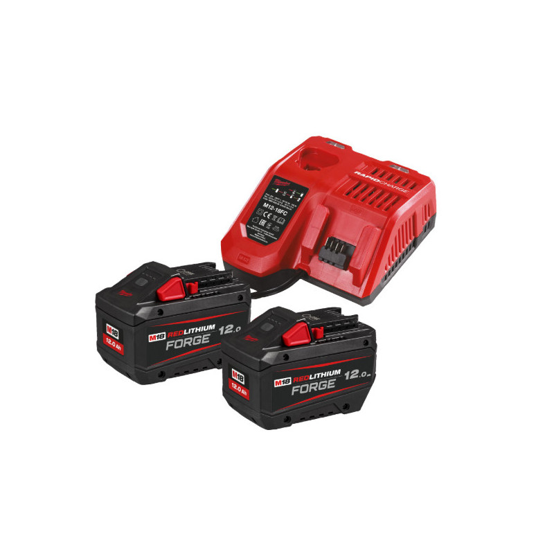 Pack Milwaukee M18 Forge NRG-122 avec chargeur M12-18FC et batteries Forge 12Ah_ref 4933498610