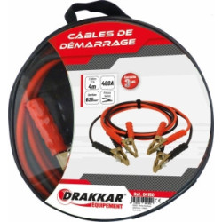 Câble de démarrage CCA 25 mm² 480A avec pinces laiton 2 x 4 m DRAKKAR_ref SOD04150-1