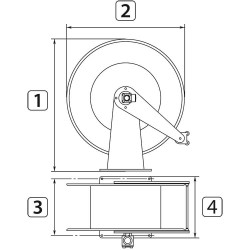 Schéma enrouleur automatique inox 60 m RM Suttner 300 bar avec raccords 1/2" F/F pour flexible_ref 76356430