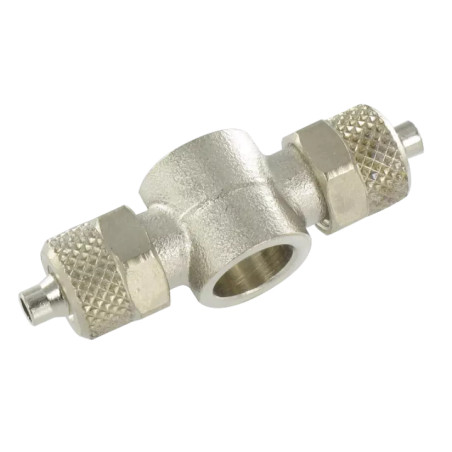 Raccord banjo double Airfit 8/6-1/4 en laiton nickelé_ref 1222+08+13