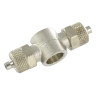 Raccord banjo double Airfit 8/6-1/4 en laiton nickelé_ref 1222+08+13