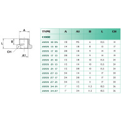 Réduction mâle/femelle 1/8-M5 BSP Airfit en laiton nickelé_ref 2209+10+05-1