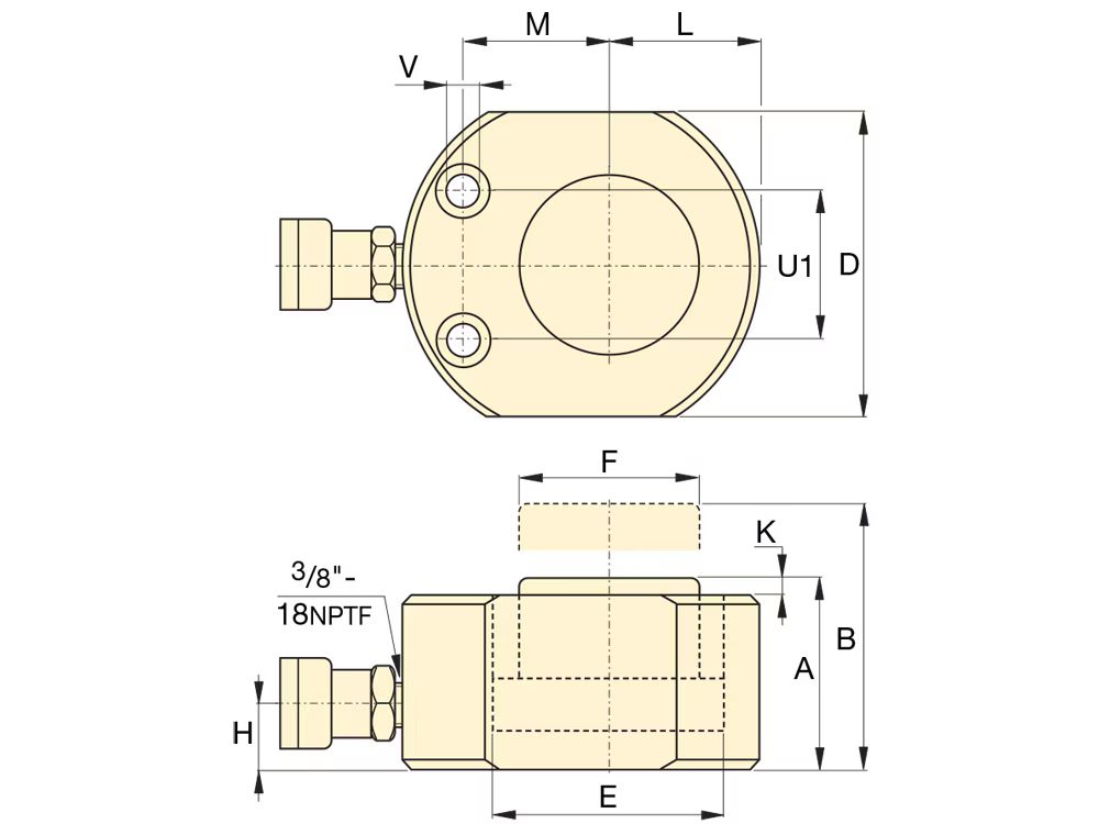 ENERPAC SCHEMA_VÉRIN HYDRAULIQUE ENERPAC RSM100 - CAPACITÉ DE 11,2 TONNES_REF RSM100